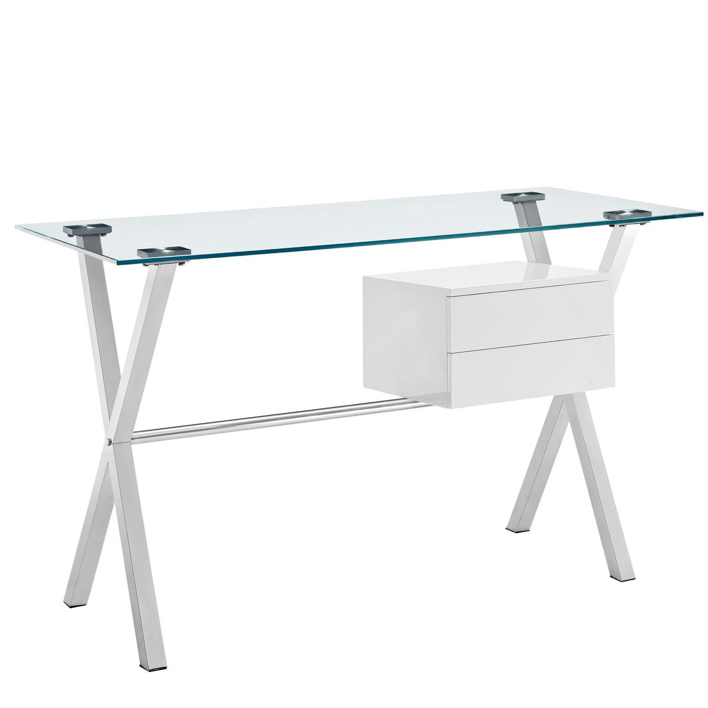 Modway Outlet Stasis Glass Top Office Desk by Modway  Office Furniture Furniture White - EEI-1181-WHI