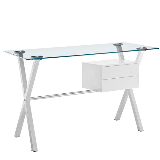 Modway Outlet Stasis Glass Top Office Desk by Modway  Office Furniture Furniture White - EEI-1181-WHI