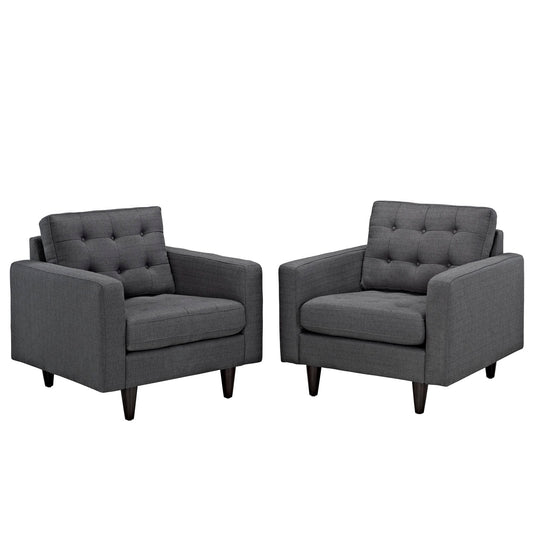 Modway Outlet Empress Upholstered Fabric Armchair Set of 2 by Modway  Living Room Furniture Gray - EEI-1283-DOR