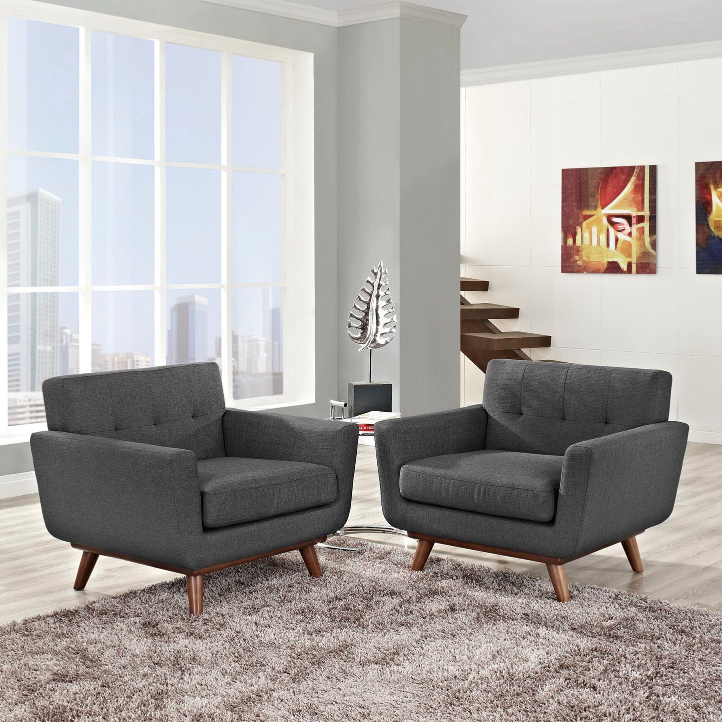 Modway - Engage Wood Armchair Set of 2 by Modway  Living Room Sofas and Armchairs Gray - EEI-1284-DOR