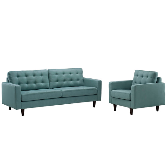 Modway Outlet Empress Armchair and Sofa Set of 2 by Modway  Living Room Furniture Laguna - EEI-1313-LAG