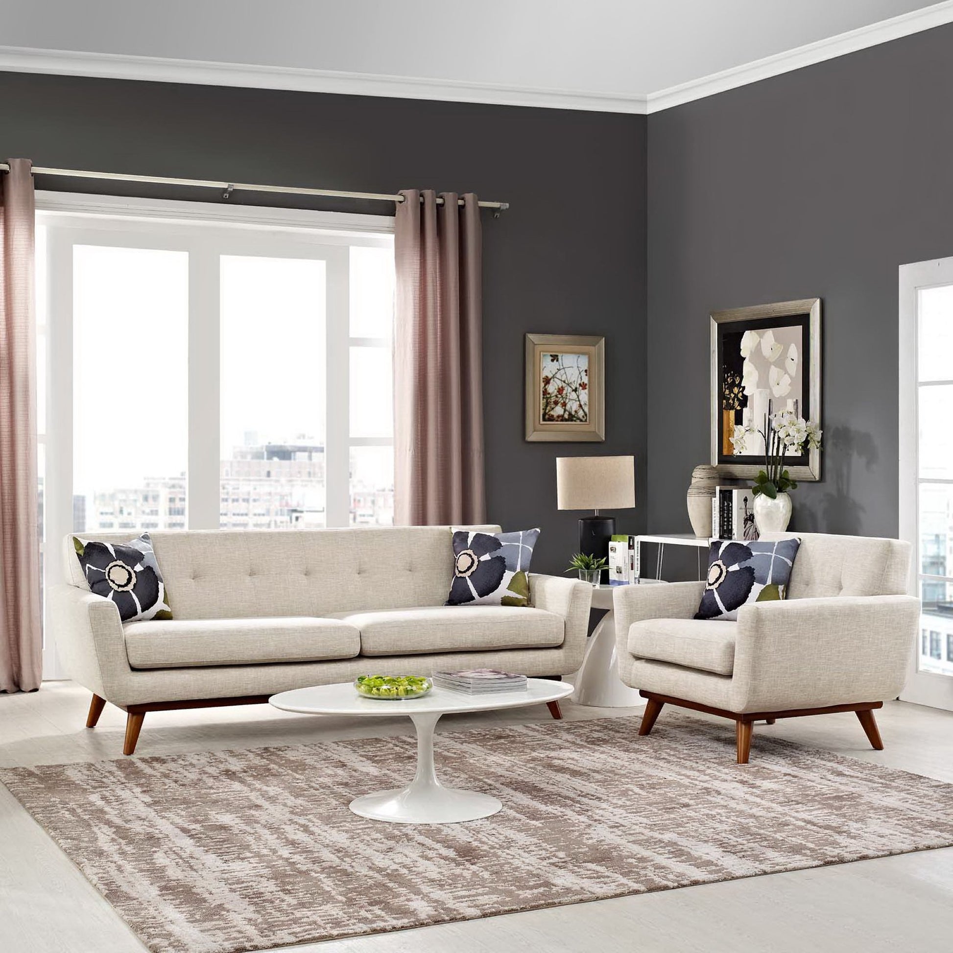 Modway - Engage Armchair and Sofa Set of 2 by Modway Living Room Sofas and Armchairs Brown - EEI-1344-BEI