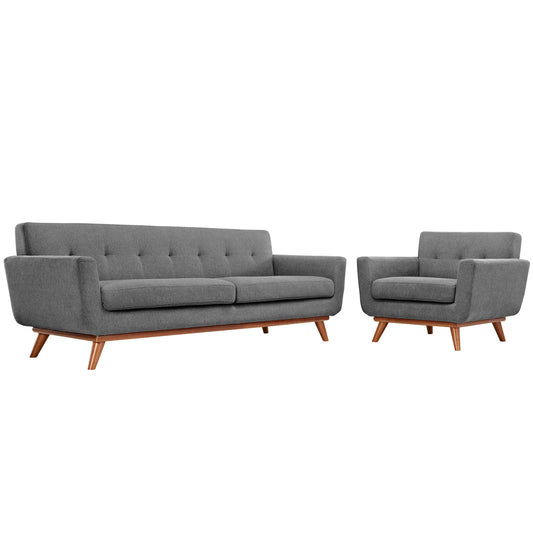 Modway - Engage Armchair and Sofa Set of 2 by Modway  Living Room Sofas and Armchairs Gray - EEI-1344-GRY