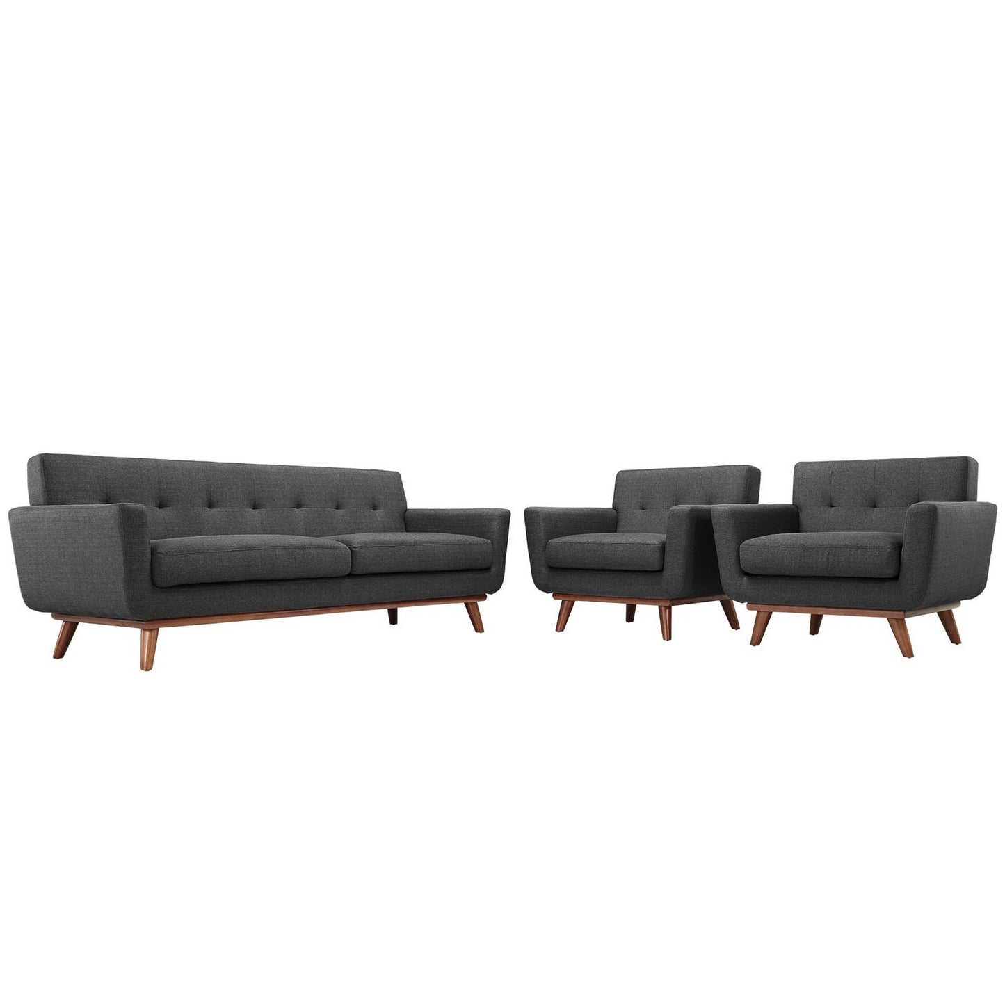 Modway - Engage Armchairs and Sofa Set of 3 by Modway  Living Room Sofas and Armchairs Gray - EEI-1345-DOR