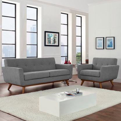 Modway - Engage Armchair and Loveseat Set of 2 by Modway  Living Room Sofas and Armchairs Gray - EEI-1346-GRY