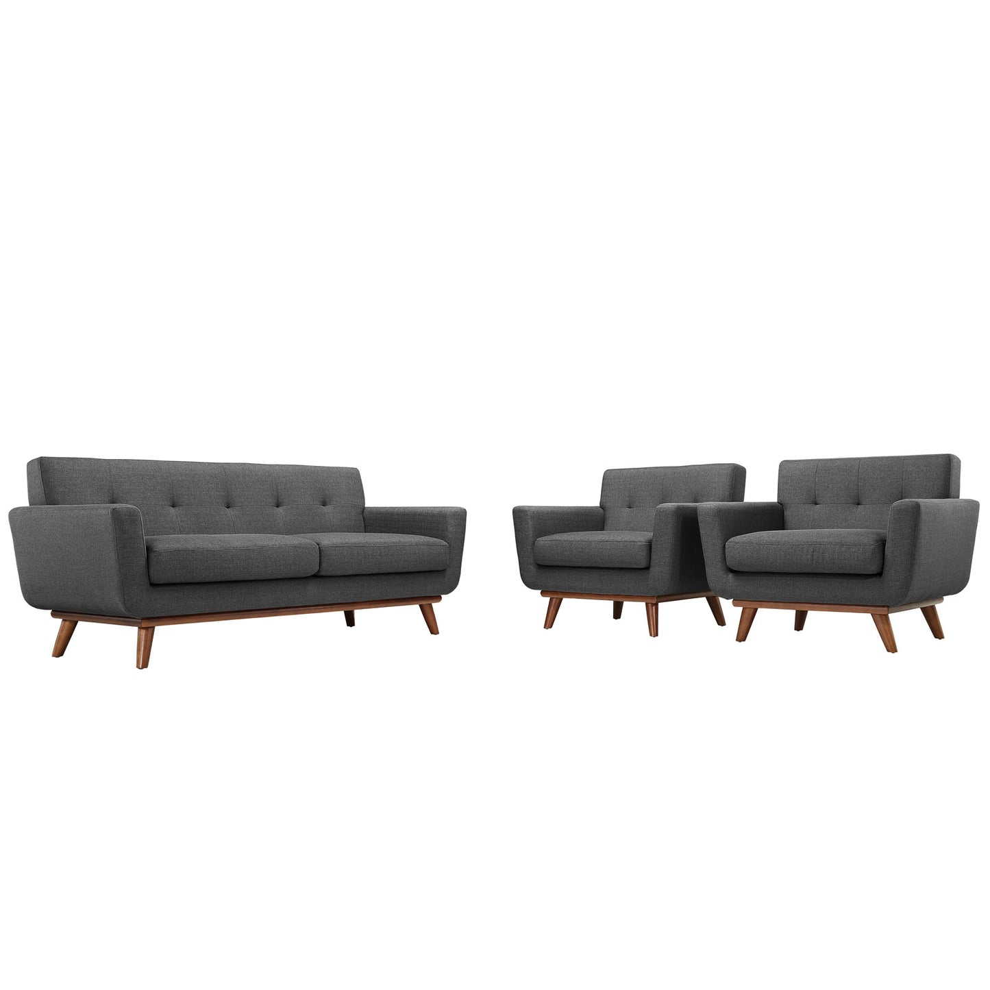 Modway - Engage Armchairs and Loveseat Set of 3 by Modway  Living Room Sofas and Armchairs Gray - EEI-1347-DOR