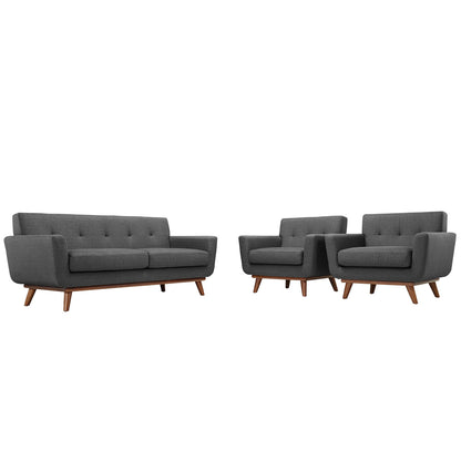 Modway - Engage Armchairs and Loveseat Set of 3 by Modway  Living Room Sofas and Armchairs Gray - EEI-1347-DOR