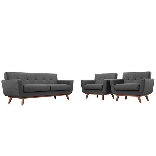 Modway - Engage Armchairs and Loveseat Set of 3 by Modway  Living Room Sofas and Armchairs Gray - EEI-1347-DOR