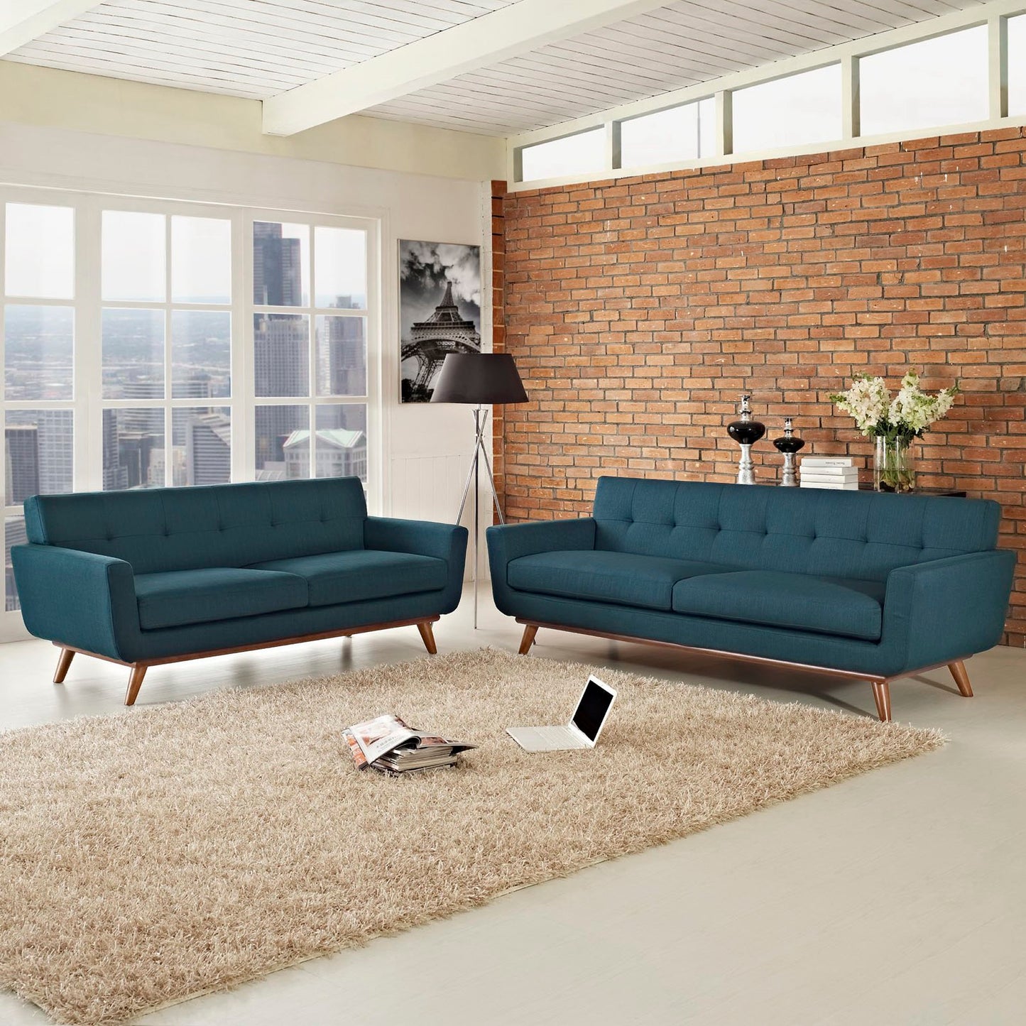 Modway - Engage Loveseat and Sofa Set of 2 by Modway  Living Room Sofas and Armchairs Blue - EEI-1348-AZU