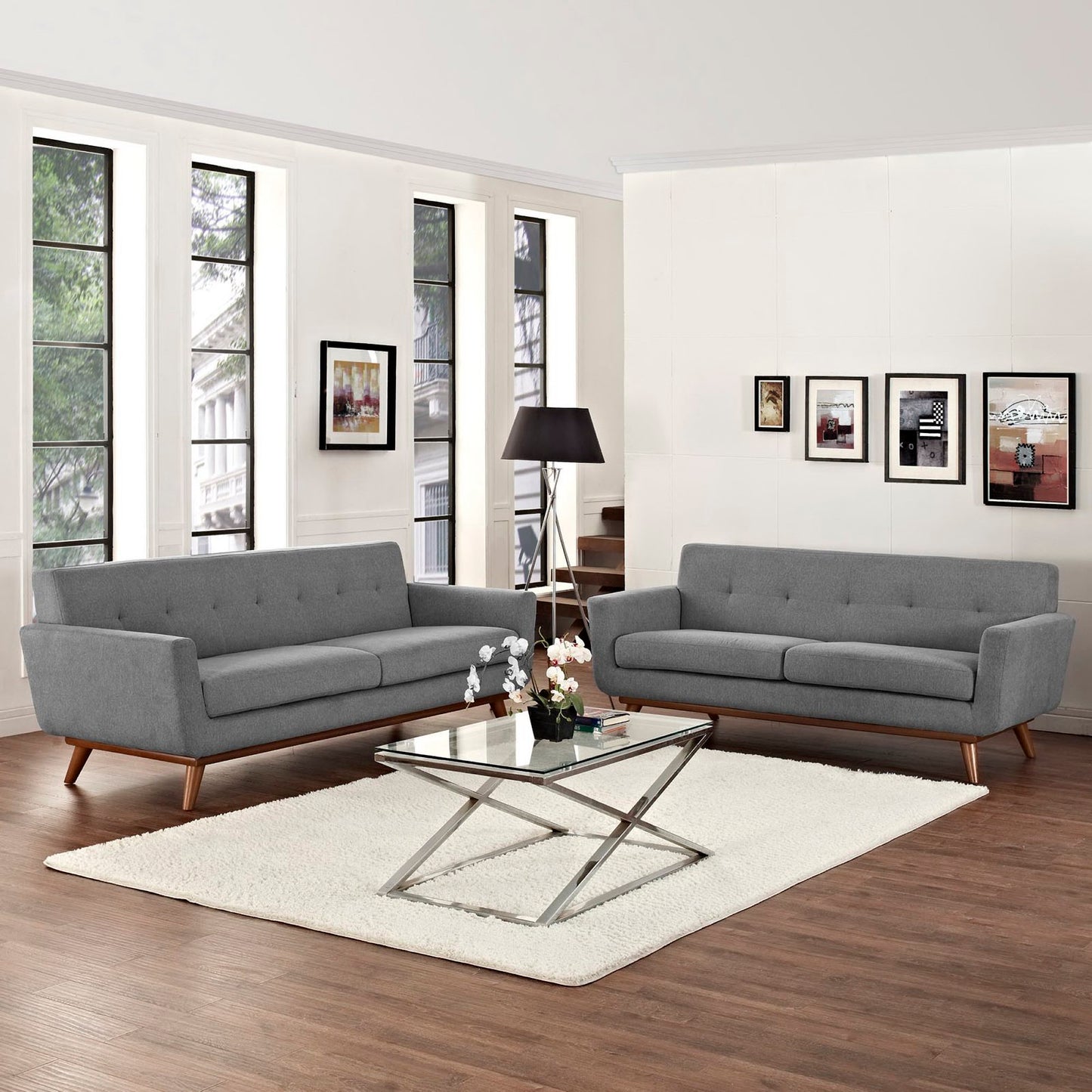 Modway - Engage Loveseat and Sofa Set of 2 by Modway  Living Room Sofas and Armchairs Gray - EEI-1348-GRY
