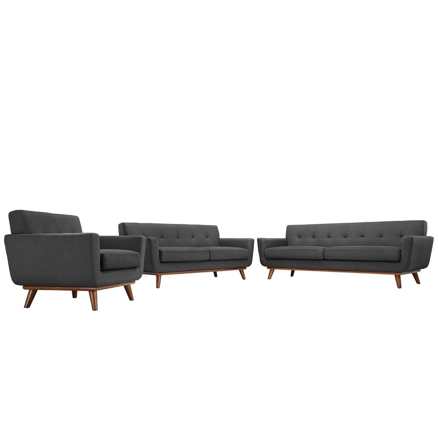 Modway - Engage Sofa Loveseat and Armchair Set of 3 by Modway  Living Room Sofas and Armchairs Gray - EEI-1349-DOR