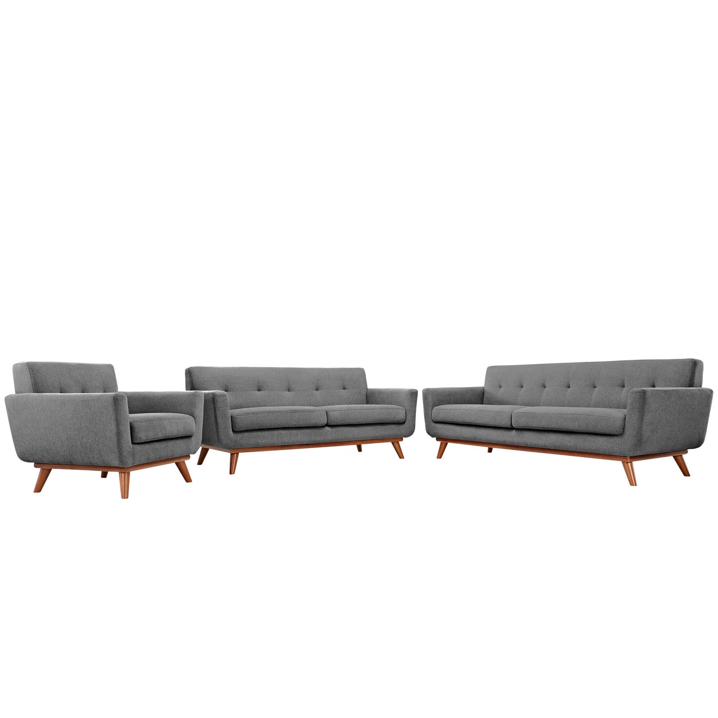 Modway - Engage Sofa Loveseat and Armchair Set of 3 by Modway  Living Room Sofas and Armchairs Gray - EEI-1349-GRY
