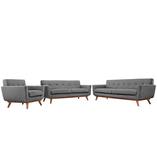 Modway - Engage Sofa Loveseat and Armchair Set of 3 by Modway  Living Room Sofas and Armchairs Gray - EEI-1349-GRY