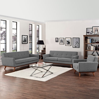 Modway - Engage Sofa Loveseat and Armchair Set of 3 by Modway  Living Room Sofas and Armchairs Gray - EEI-1349-GRY