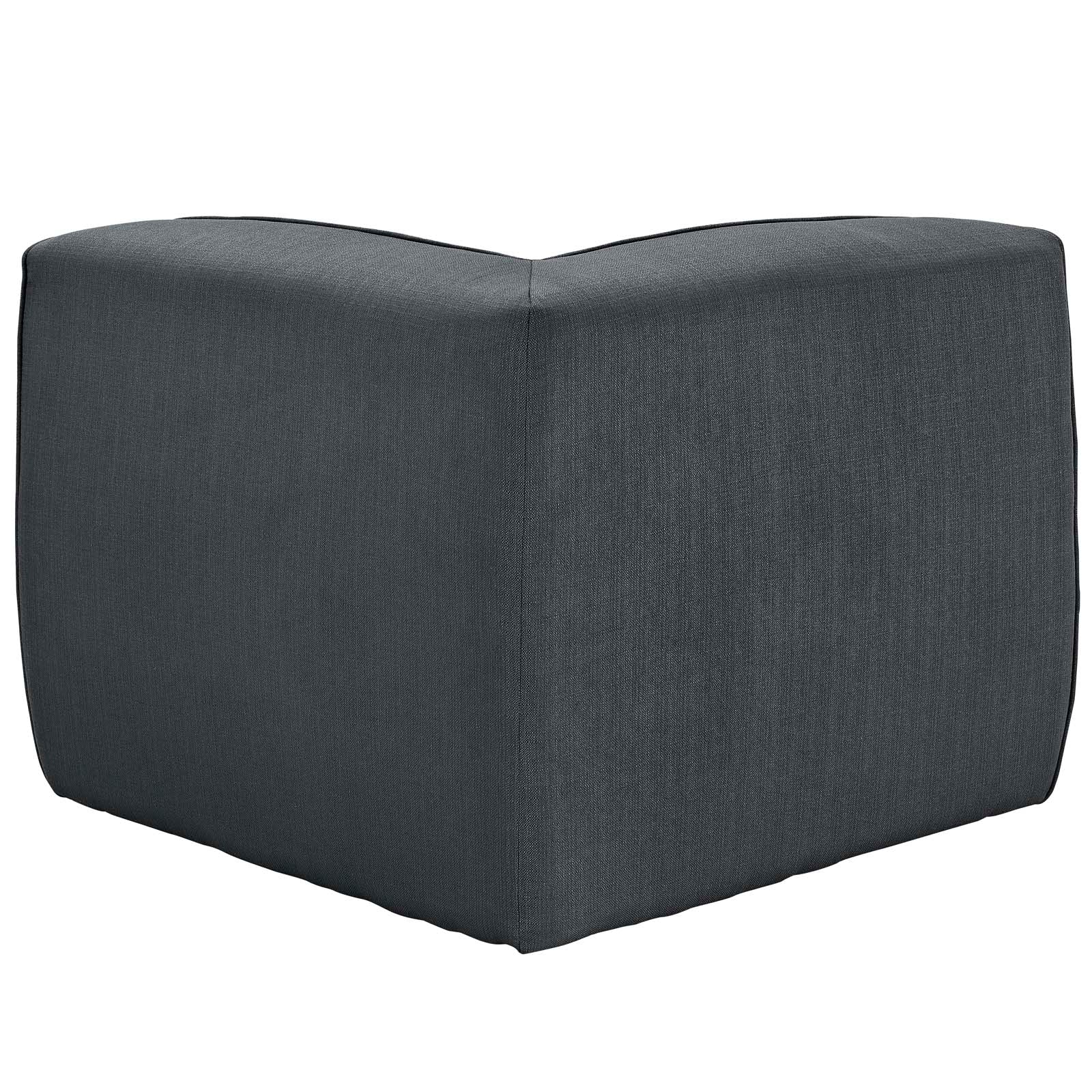 Charcoal fabric corner sofa with seam detail; versatile seating for living room.