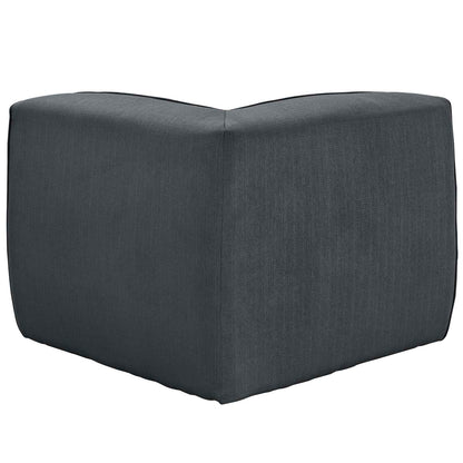 Charcoal fabric corner sofa with seam detail; versatile seating for living room.