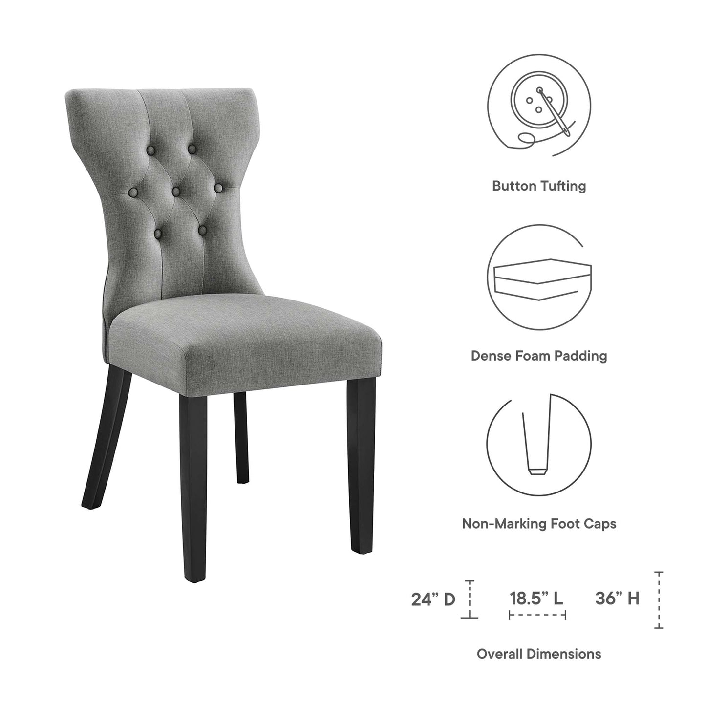 Modway - Silhouette Dining Side Chair by Modway  Bar and Dining Dining Chairs Gray - EEI-1380-LGR