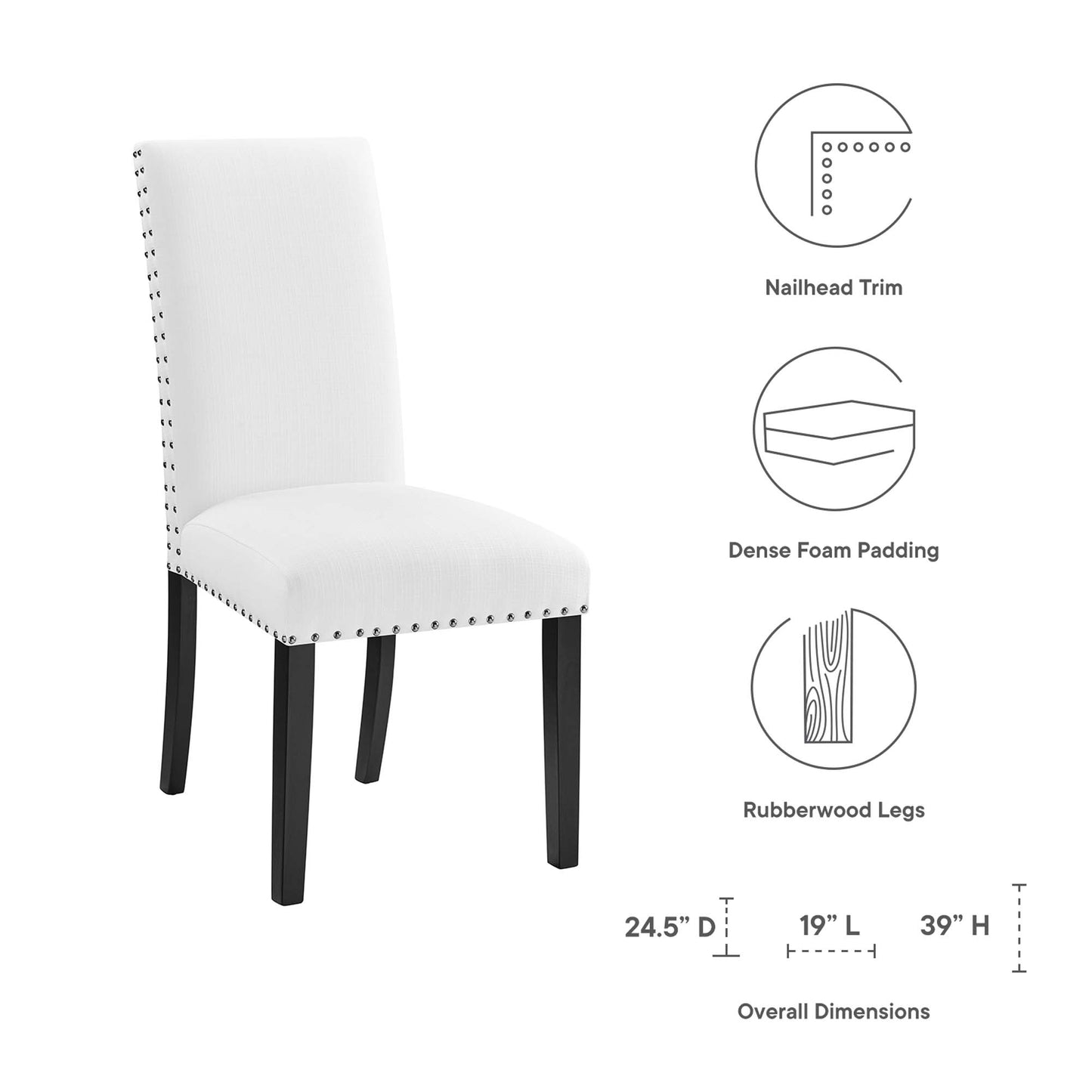Modway - Parcel Dining Upholstered Fabric Side Chair by Modway  Bar and Dining Dining Chairs White - EEI-1384-WHI