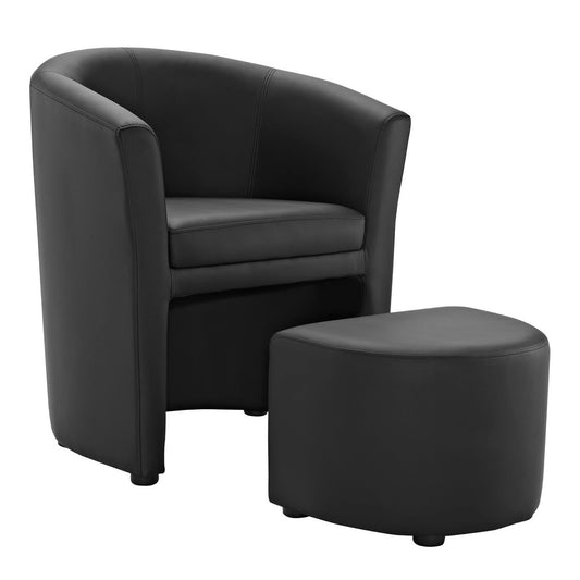 Modway Outlet Divulge Armchair and Ottoman by Modway  Living Room Furniture Black - EEI-1407-BLK