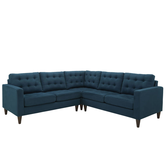 Modway Outlet Empress 3 Piece Upholstered Fabric Sectional Sofa Set by Modway  Living Room Furniture Azure - EEI-1417-AZU