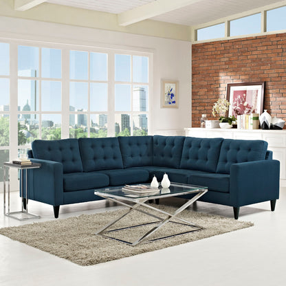 Modway Outlet Empress 3 Piece Upholstered Fabric Sectional Sofa Set by Modway  Living Room Furniture Azure - EEI-1417-AZU