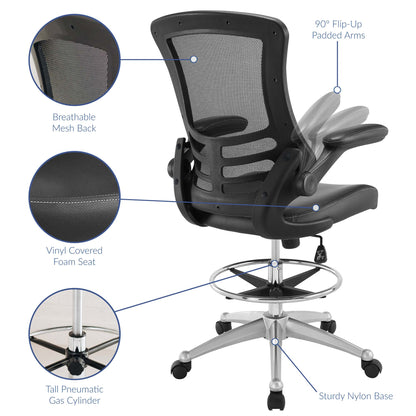 Modway - Attainment Vinyl Drafting Chair by Modway  Office Furniture Office Chairs Black - EEI-1422-BLK