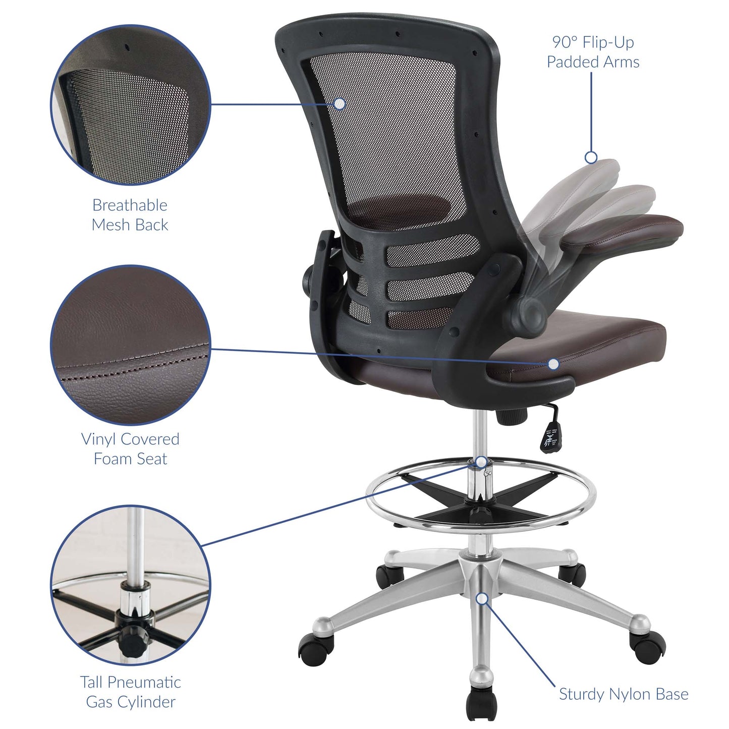 Modway - Attainment Vinyl Drafting Chair by Modway  Office Furniture Office Chairs Brown - EEI-1422-BRN