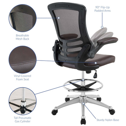 Modway - Attainment Vinyl Drafting Chair by Modway  Office Furniture Office Chairs Brown - EEI-1422-BRN