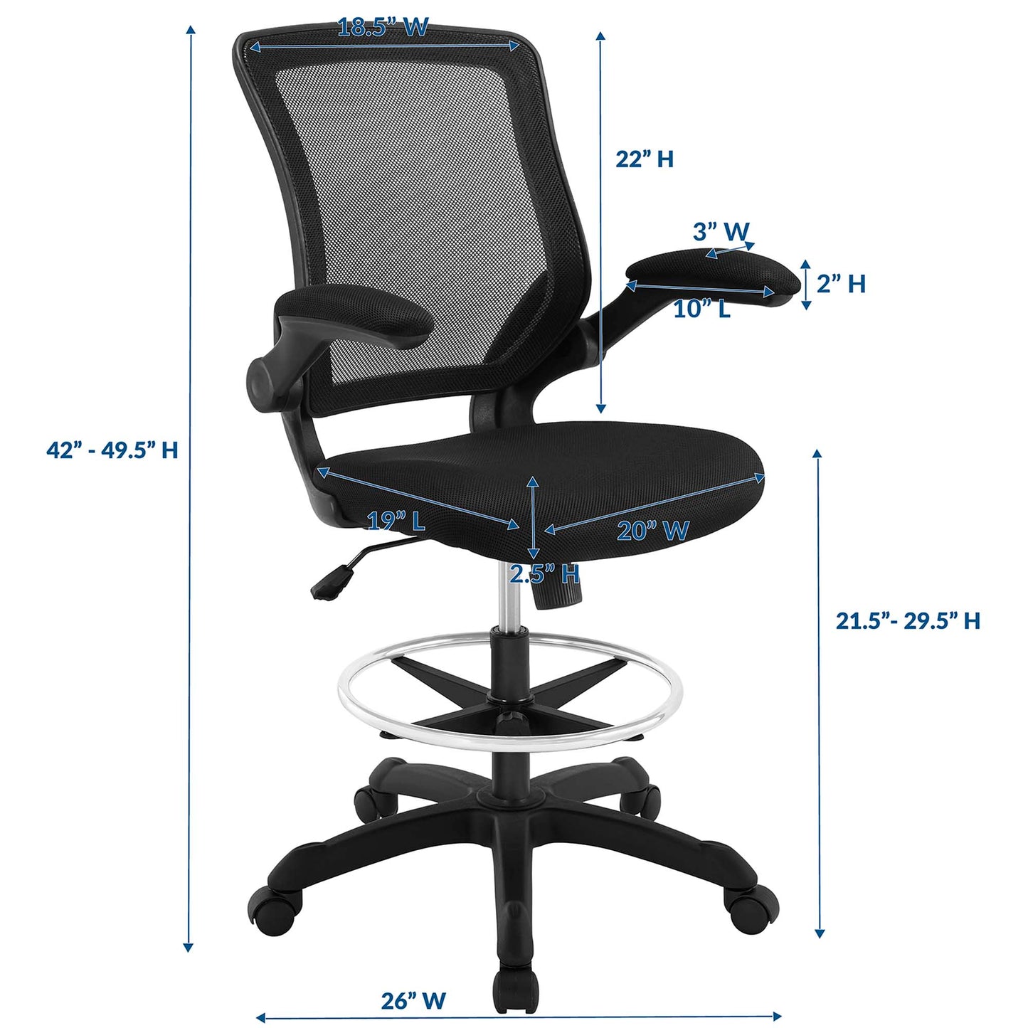 Modway - Veer Drafting Chair by Modway  Office Furniture Office Chairs Black - EEI-1423-BLK