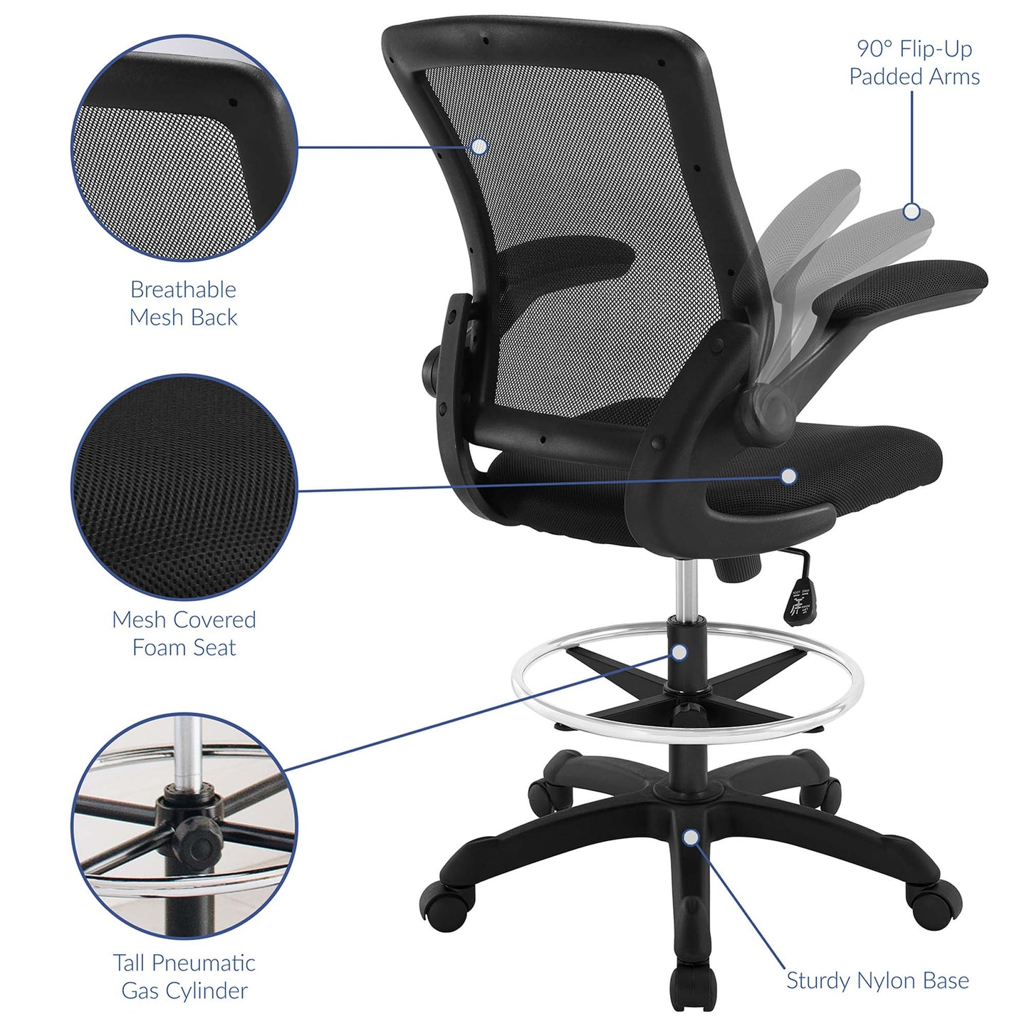 Modway - Veer Drafting Chair by Modway  Office Furniture Office Chairs Black - EEI-1423-BLK