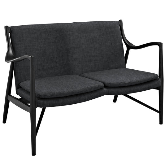 Modway Outlet Makeshift Upholstered Fabric Loveseat by Modway  Living Room Furniture Black Gray - EEI-1441-BLK-GRY