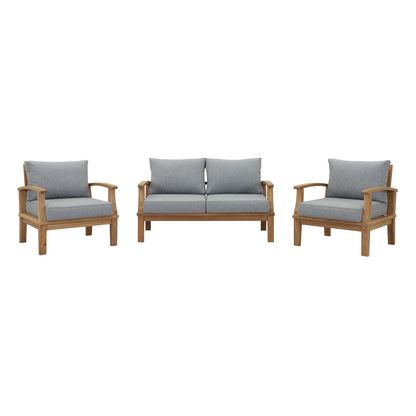 Modway - Marina 3 Piece Outdoor Patio Teak Set by Modway  Outdoor Furniture Sofa Sectionals Gray - EEI-1470-NAT-GRY-SET