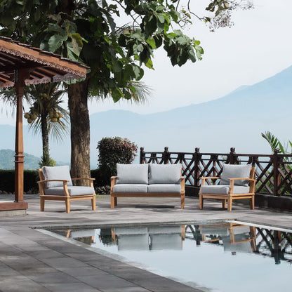 Modway - Marina 3 Piece Outdoor Patio Teak Set by Modway  Outdoor Furniture Sofa Sectionals Gray - EEI-1470-NAT-GRY-SET