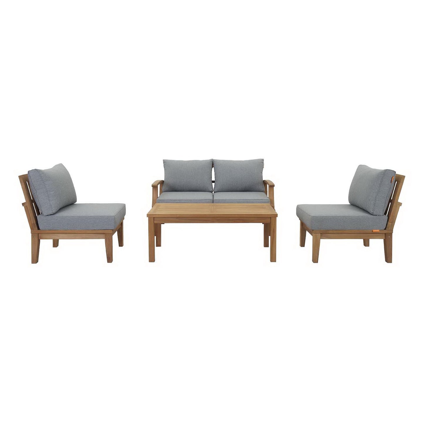 Modway - Marina 5 Piece Outdoor Patio Teak Set by Modway  Outdoor Furniture Sofa Sectionals Gray - EEI-1477-NAT-GRY-SET