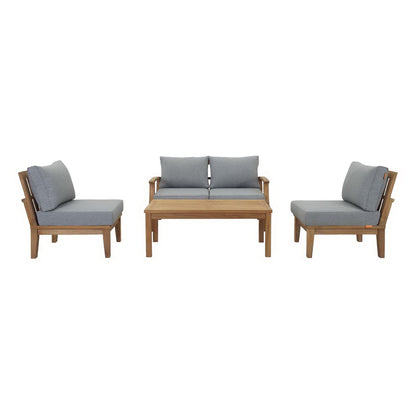 Modway - Marina 5 Piece Outdoor Patio Teak Set by Modway  Outdoor Furniture Sofa Sectionals Gray - EEI-1477-NAT-GRY-SET