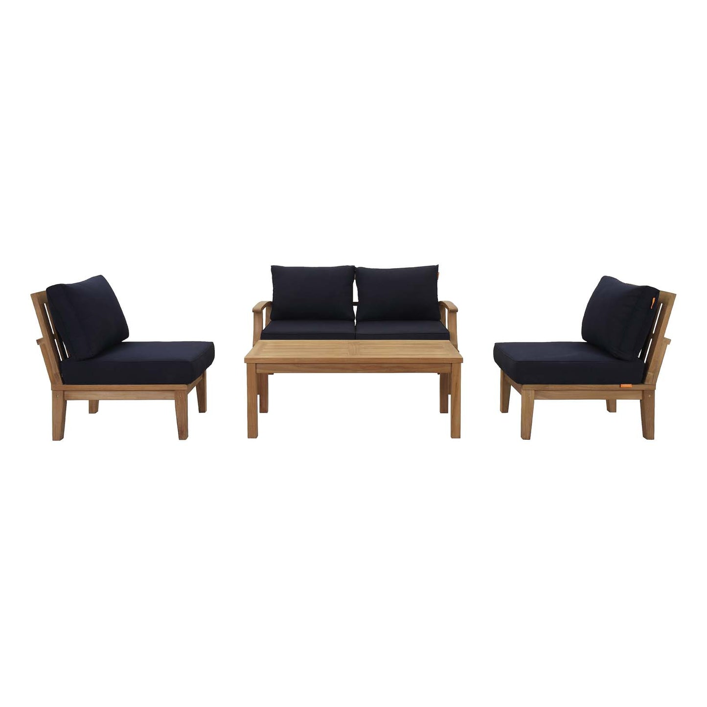 Modway - Marina 5 Piece Outdoor Patio Teak Set by Modway  Outdoor Furniture Sofa Sectionals Blue - EEI-1477-NAT-NAV-SET