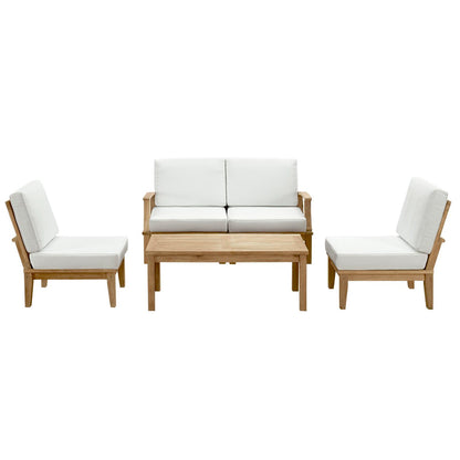 Modway - Marina 5 Piece Outdoor Patio Teak Set by Modway  Outdoor Furniture Sofa Sectionals White - EEI-1477-NAT-WHI-SET