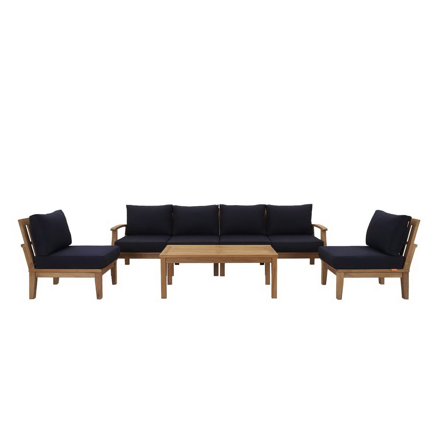 Modway - Marina 7 Piece Outdoor Patio Teak Set by Modway  Outdoor Furniture Sofa Sectionals Blue - EEI-1481-NAT-NAV-SET