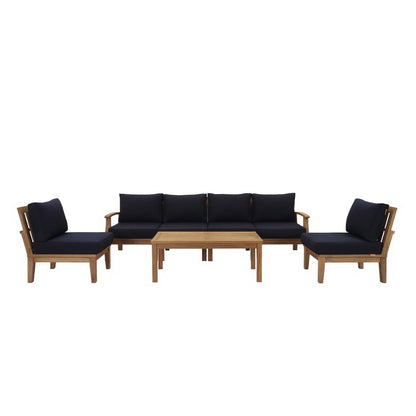 Modway - Marina 7 Piece Outdoor Patio Teak Set by Modway  Outdoor Furniture Sofa Sectionals Blue - EEI-1481-NAT-NAV-SET