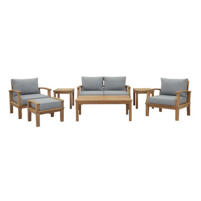 Modway - Marina 7 Piece Outdoor Patio Teak Set by Modway  Outdoor Furniture Sofa Sectionals Gray - EEI-1486-NAT-GRY-SET