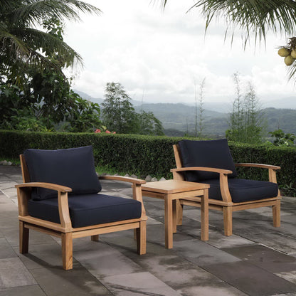 Modway - Marina 3 Piece Outdoor Patio Teak Set by Modway  Outdoor Furniture Sofa Sectionals Blue - EEI-1487-NAT-NAV-SET