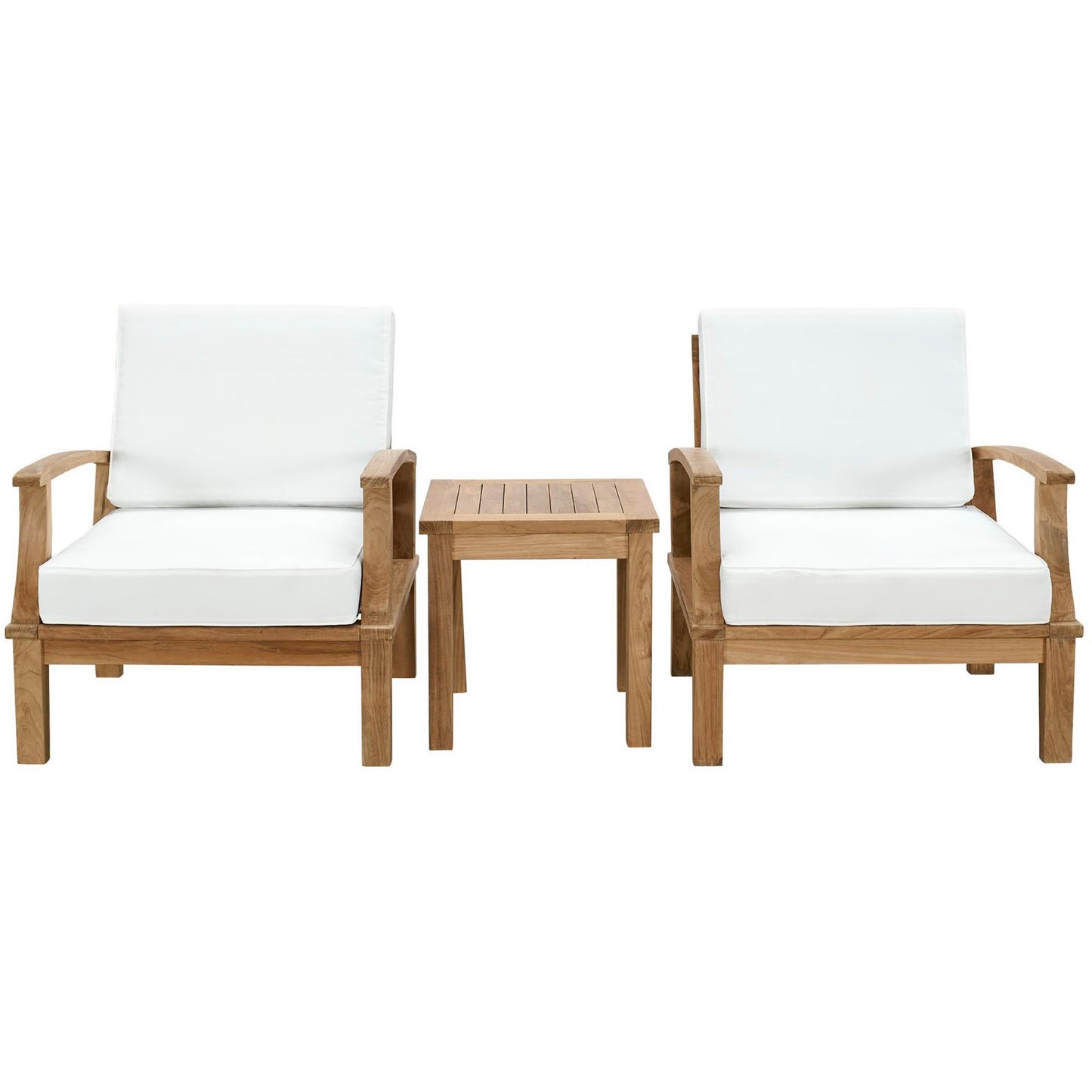 Modway - Marina 3 Piece Outdoor Patio Teak Set by Modway  Outdoor Furniture Sofa Sectionals White - EEI-1487-NAT-WHI-SET