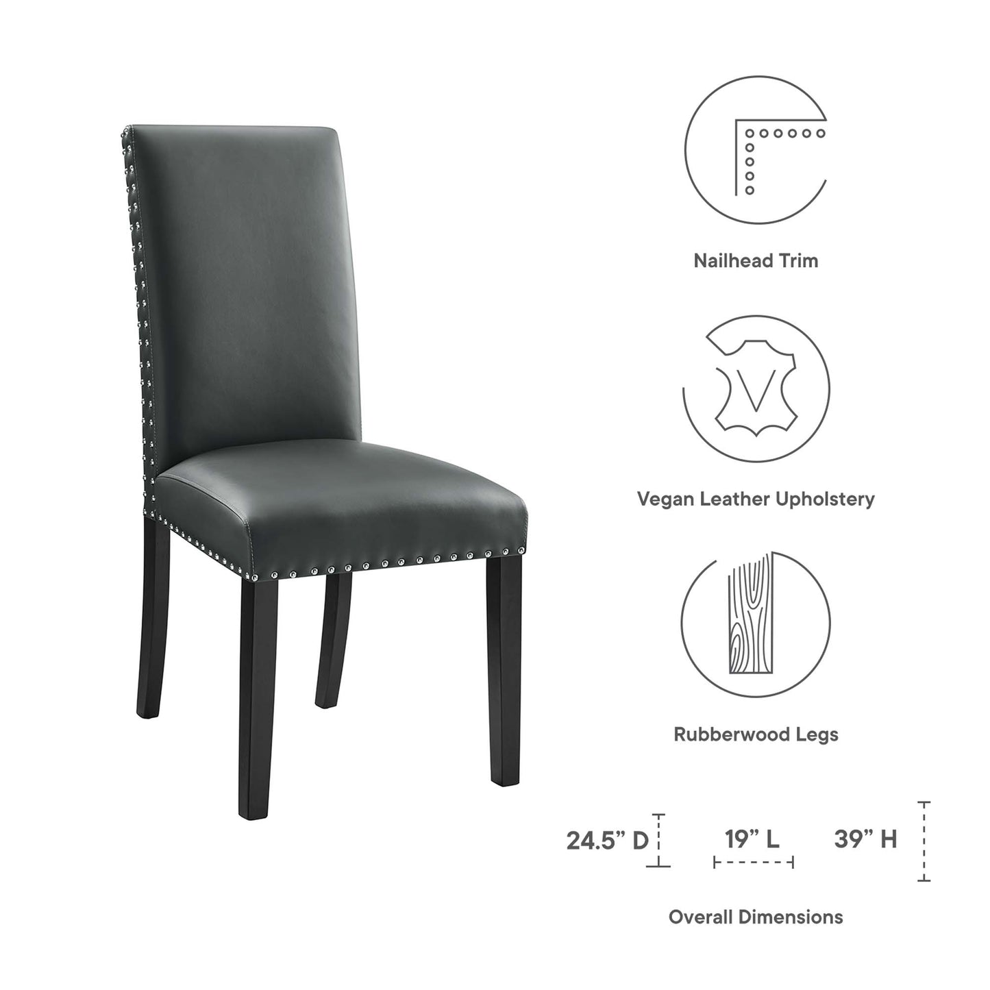 Modway - Parcel Dining Faux Leather Side Chair by Modway  Bar and Dining Dining Chairs Gray - EEI-1491-GRY