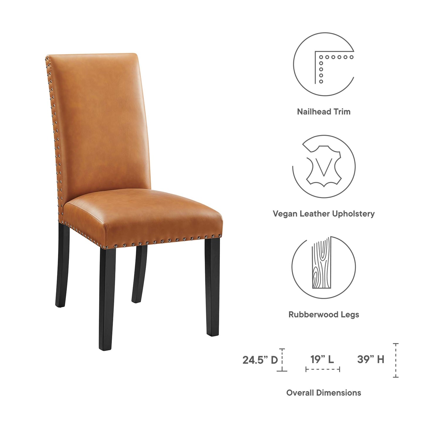 Modway - Parcel Dining Faux Leather Side Chair by Modway  Bar and Dining Dining Chairs Brown - EEI-1491-TAN