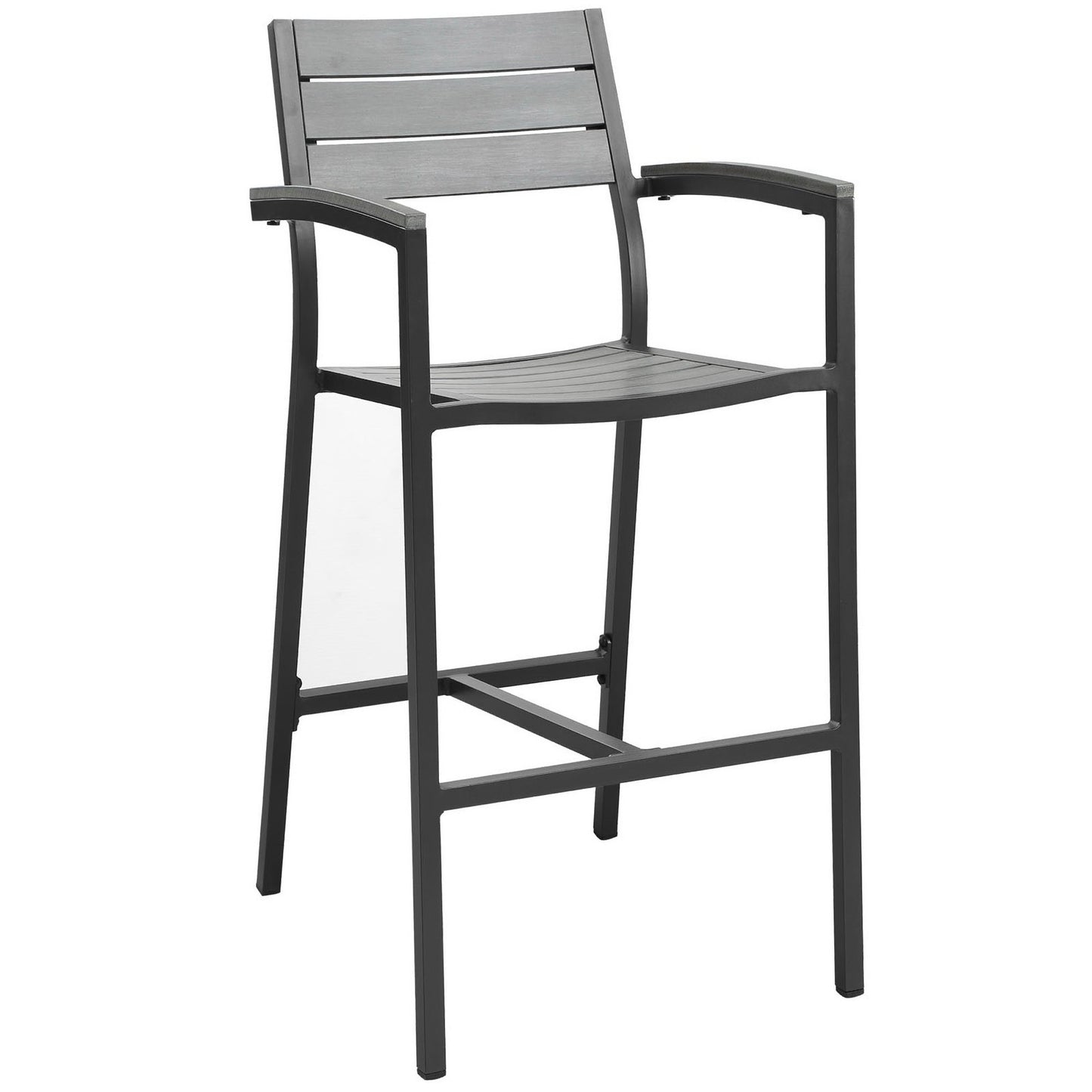 Modway - Maine Outdoor Patio Bar Stool by Modway  Outdoor Furniture Bar and Dining Gray - EEI-1510-BRN-GRY
