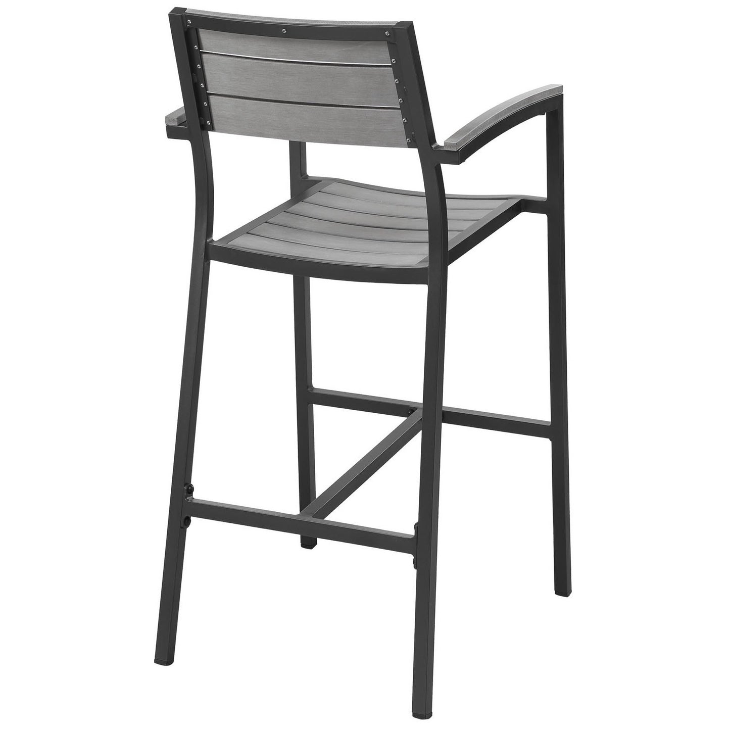 Modway - Maine Outdoor Patio Bar Stool by Modway  Outdoor Furniture Bar and Dining Gray - EEI-1510-BRN-GRY