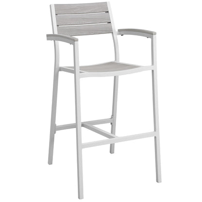 Modway - Maine Outdoor Patio Bar Stool by Modway  Outdoor Furniture Bar and Dining Green - EEI-1510-WHI-LGR