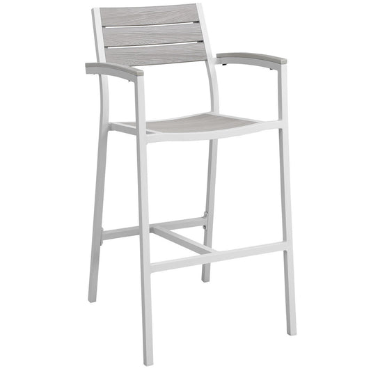 Modway - Maine Outdoor Patio Bar Stool by Modway  Outdoor Furniture Bar and Dining Green - EEI-1510-WHI-LGR