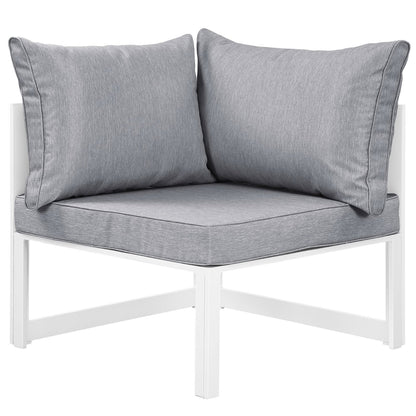Modway - Fortuna Corner Outdoor Patio Armchair by Modway  Outdoor Furniture Sofa Sectionals Gray - EEI-1518-WHI-GRY