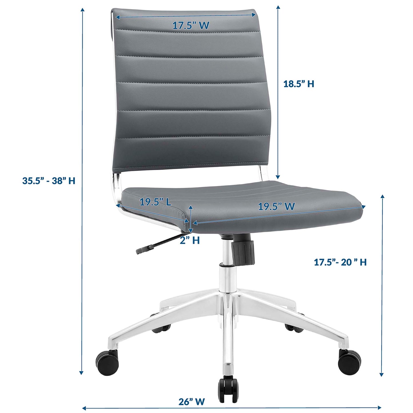 Modway - Jive Armless Mid Back Office Chair by Modway  Office Furniture Office Chairs Gray - EEI-1525-GRY